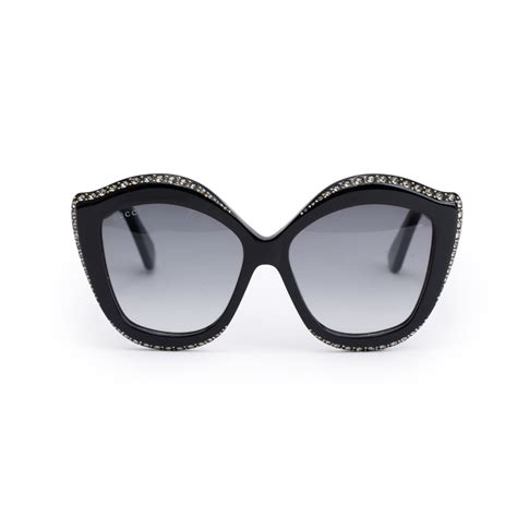 GUCCI Crystal Cat Eye GG0118S Sunglasses Black